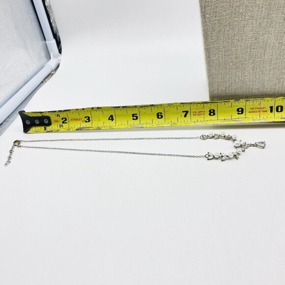 Rhinestone Drop Necklace Silver Tone Glam Bling Sparkle Holiday Party Classic - Picture 6 of 7